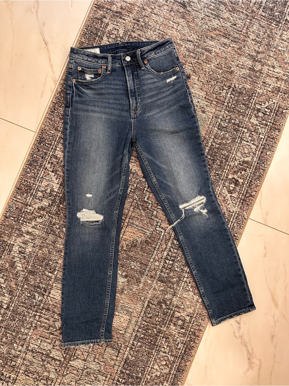 GAP Vintage Slim Ski High Distressed Jeans (Medium Destroyed)